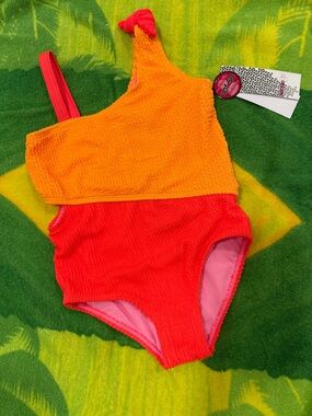 Kensie Girl Two-Tone One-Shoulder Swimsuit